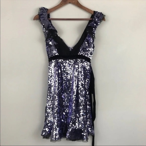 NWT Free People Sequin Siren Mini Dress in Black Size 0 - Picture 5 of 10